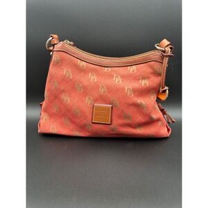Dooney & Bourke DB Monogram Quilted Shoulder Bag Coral Leather Trim Y2K